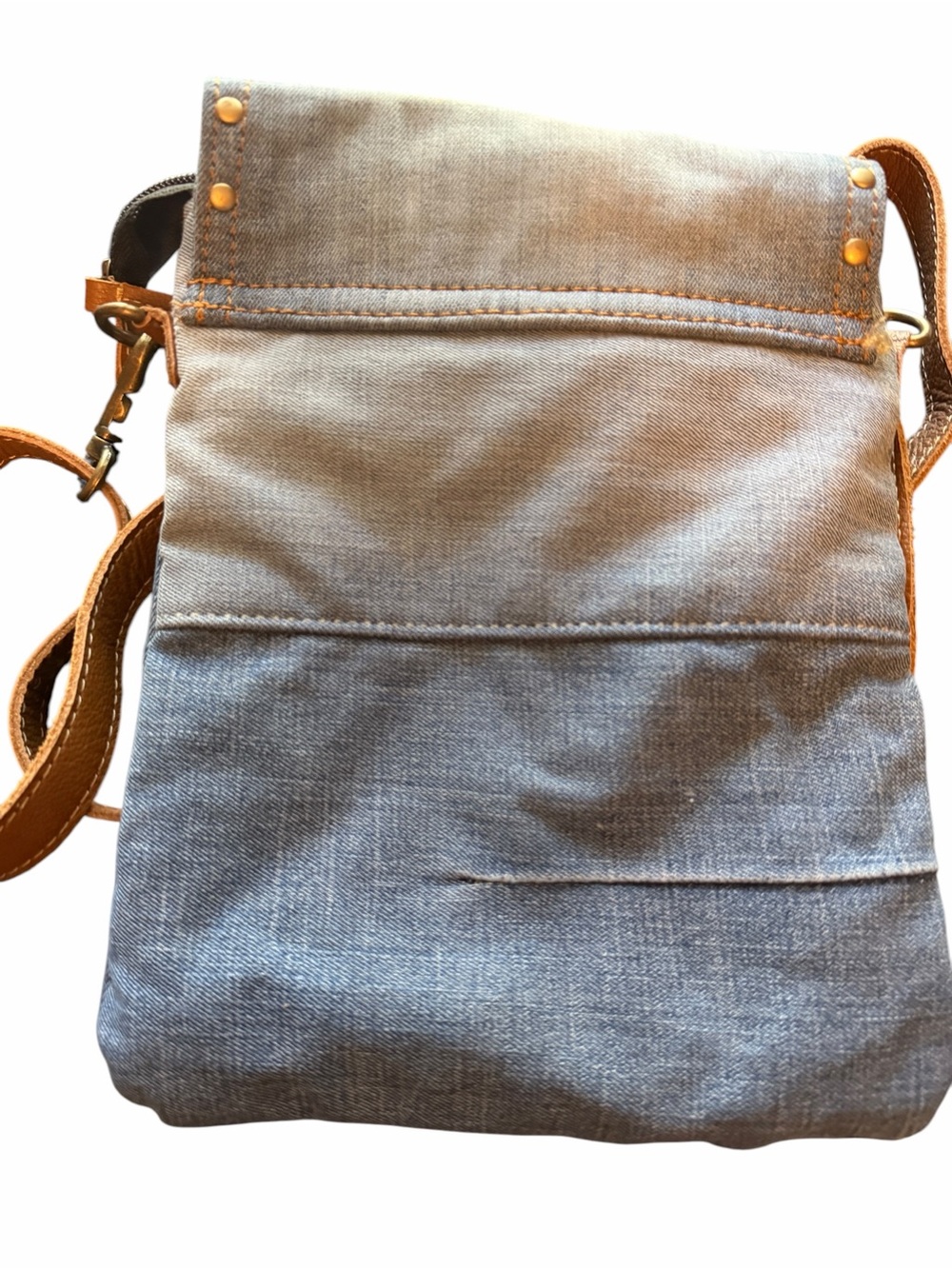 Myra Bag Light Blue Denim Crossbody with Brown Strap - Picture 6 of 10
